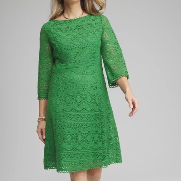 Chico's Dresses & Skirts - Chico's Vibrant Green Lace Dress